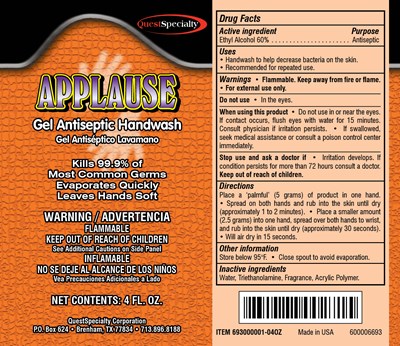 QS 6930 Applause 4oz.jpg bottle label - QS 6930 Applause 4oz